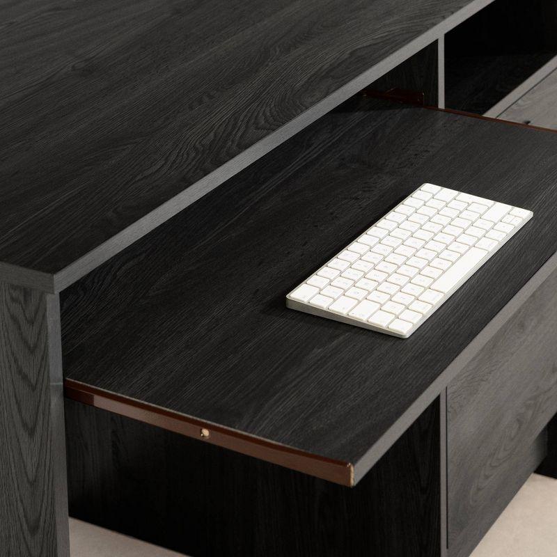 Gray Oak Farmhouse-Style Computer Desk with Ergonomic Design and Storage