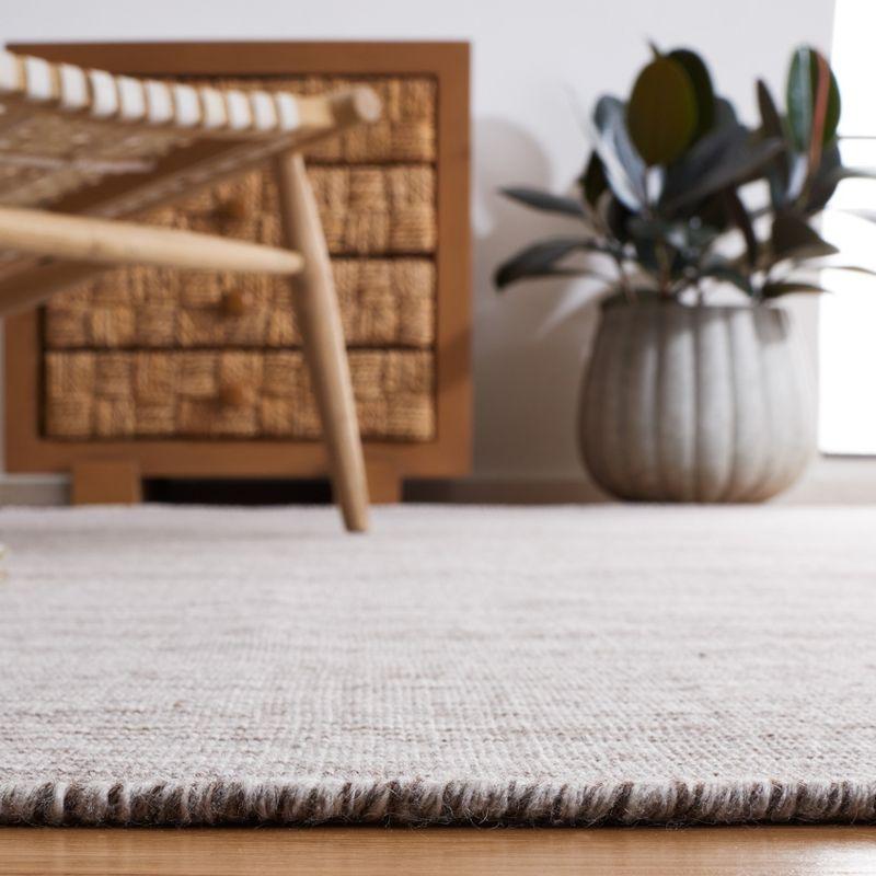 Ivory Flat Woven Handmade Square Synthetic Rug