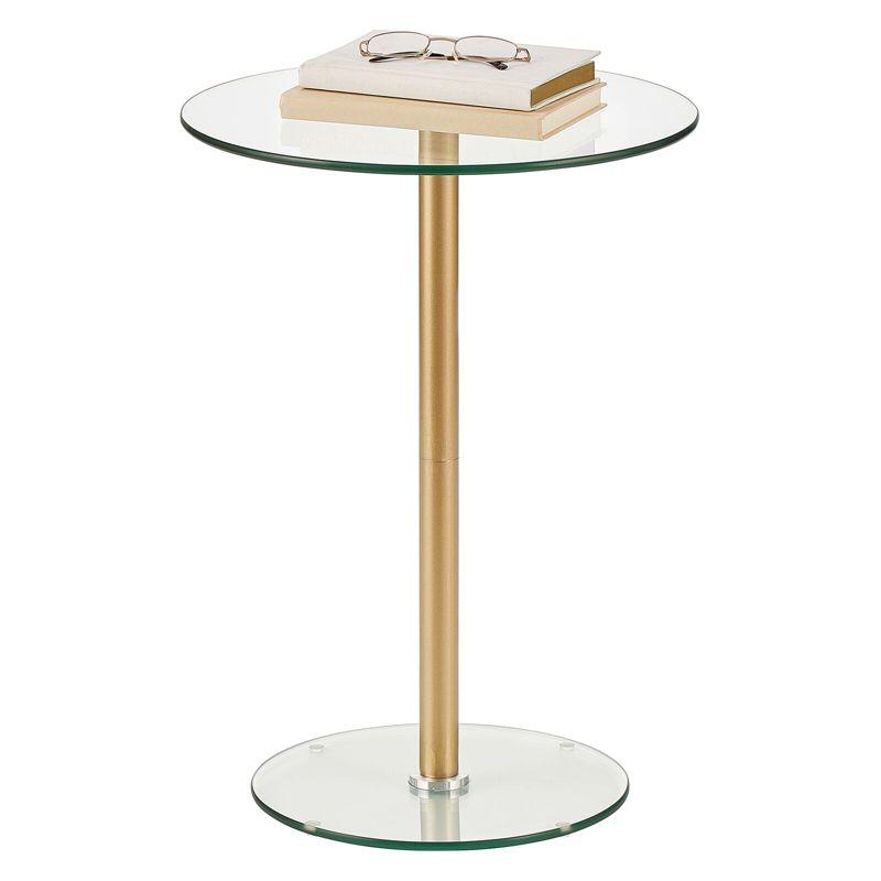 Soft Brass Modern Round Metal & Glass Accent Table