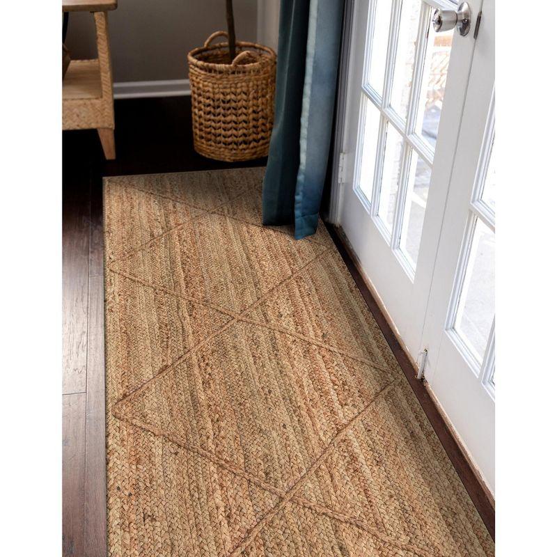 Eco-Friendly Natural Brown Hand-Braided Jute Runner Rug