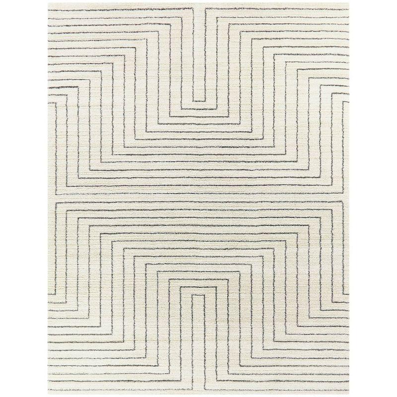 White Geometric Polyester and Polypropylene Area Rug