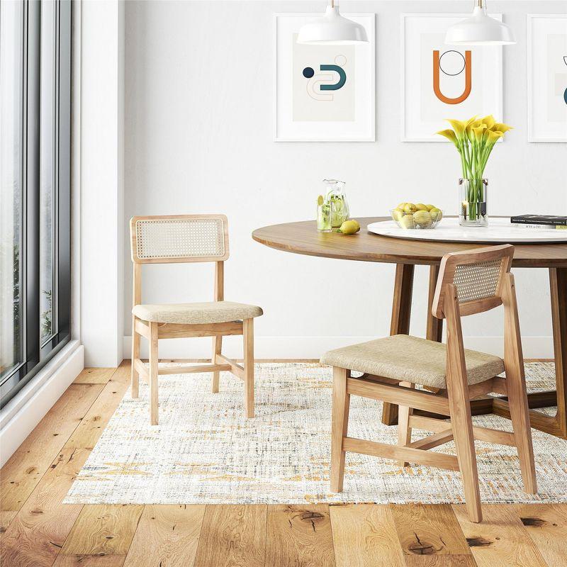 DHP Eleni Cane Dining Chairs, Set of 2, Cream/Seadrift