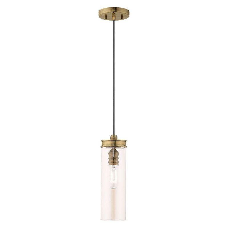 Livex Lighting Art Glass 1 - Light Pendant in  Antique Brass