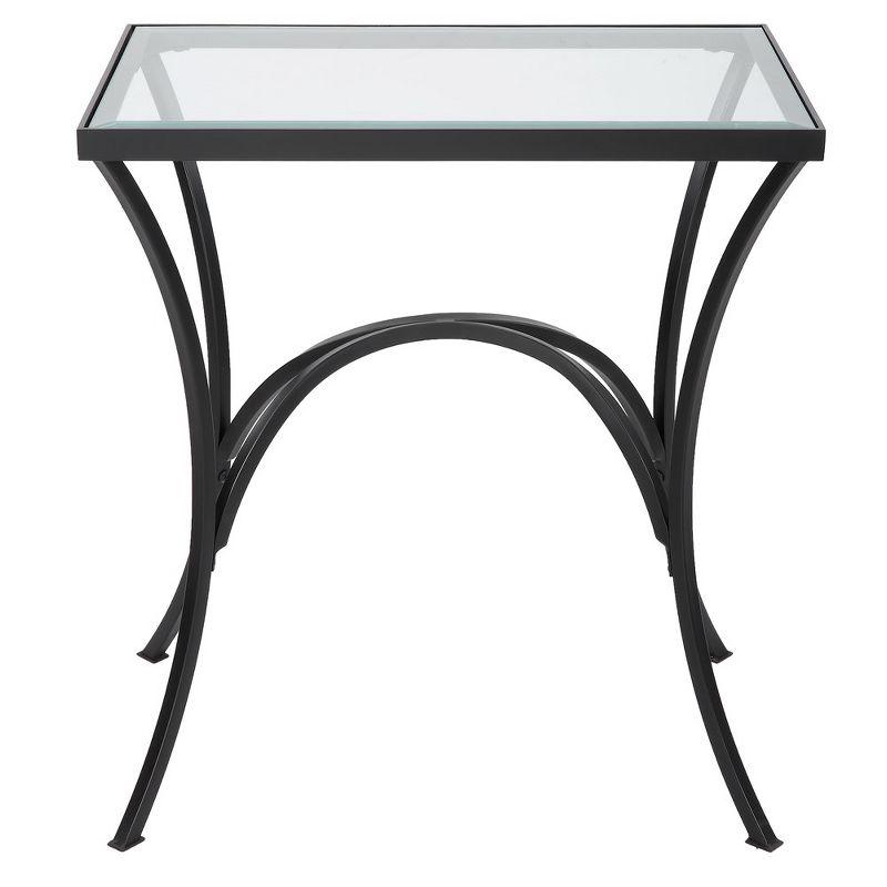 Alayna Black Metal and Glass Rectangular End Table