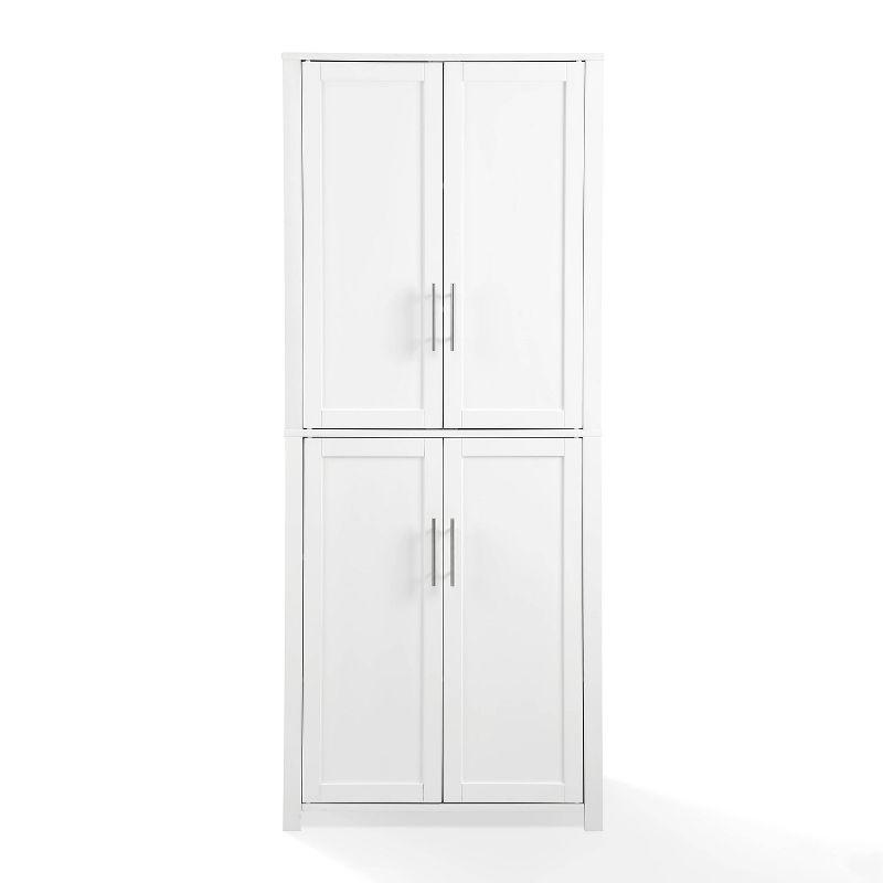 Savannah Tall Pantry White - Crosley: Shaker-Style Doors, 6 Adjustable Shelves, MDF Wood