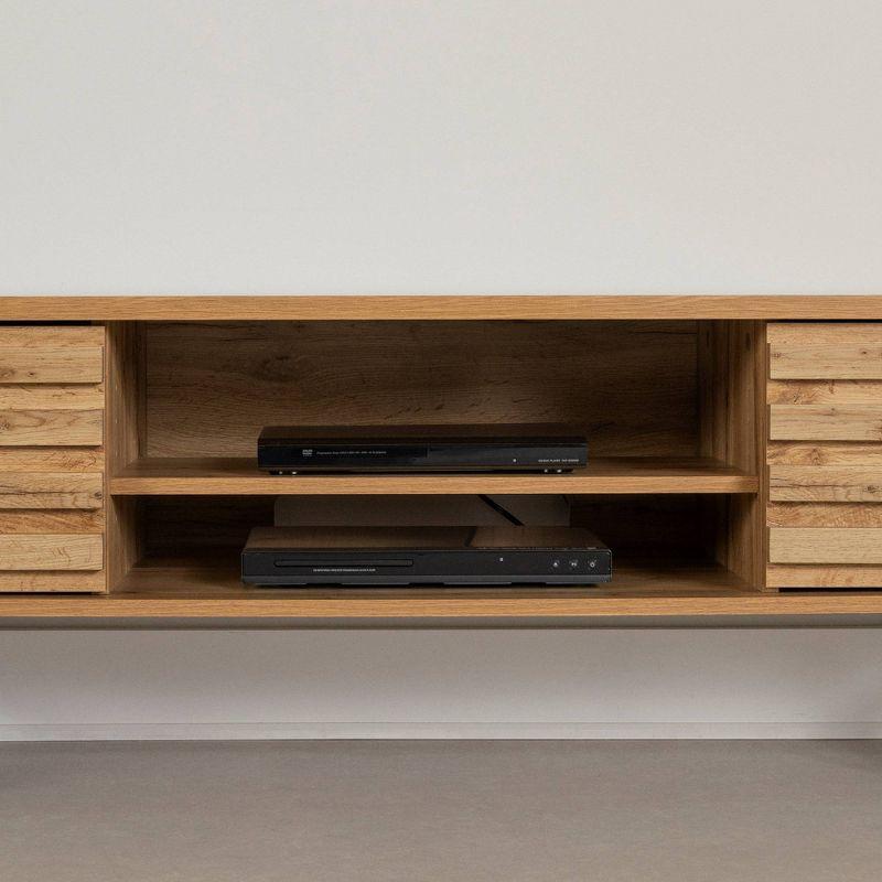 South Shore Mezzy TV Stand for TVs up to 75" Nordik Oak: Modern Media Console with Storage, Laminated Particle Board