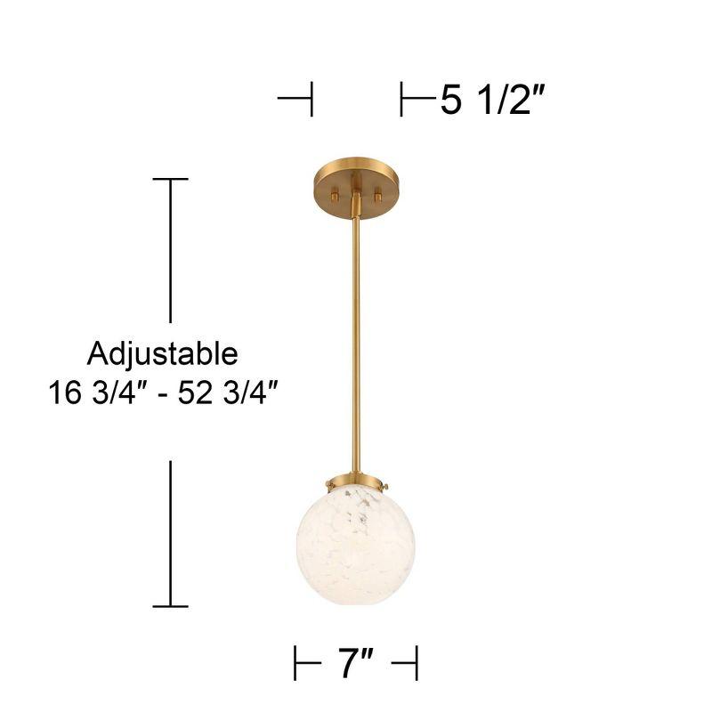 Possini Euro Design Candide Warm Brass Mini Pendant Lighting 7" Wide Mid Century Modern Art Glass Globe Shade for Dining Room House Kitchen Island