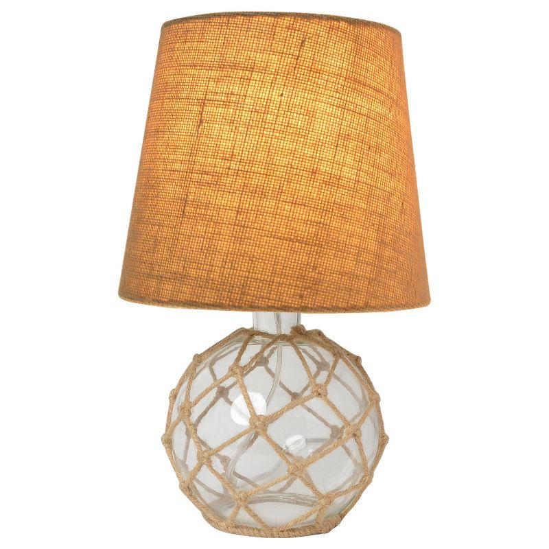 Buoy Rope Nautical Netted Coastal Ocean Sea Glass Table Lamp Clear - Elegant Designs: Burlap Shade, UL Listed