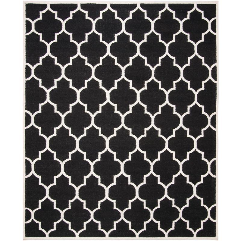 Handmade Black and Ivory Geometric Wool 8' x 10' Rug