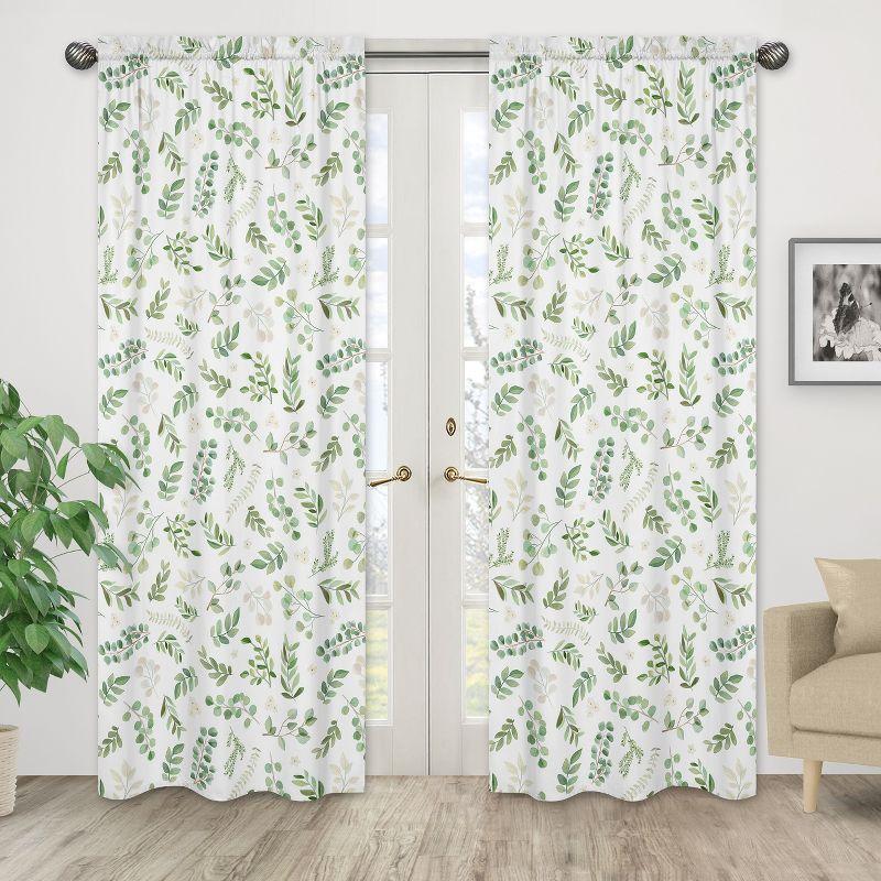 Sweet Jojo Designs Window Curtain Panels 84in. Botanical Green and White