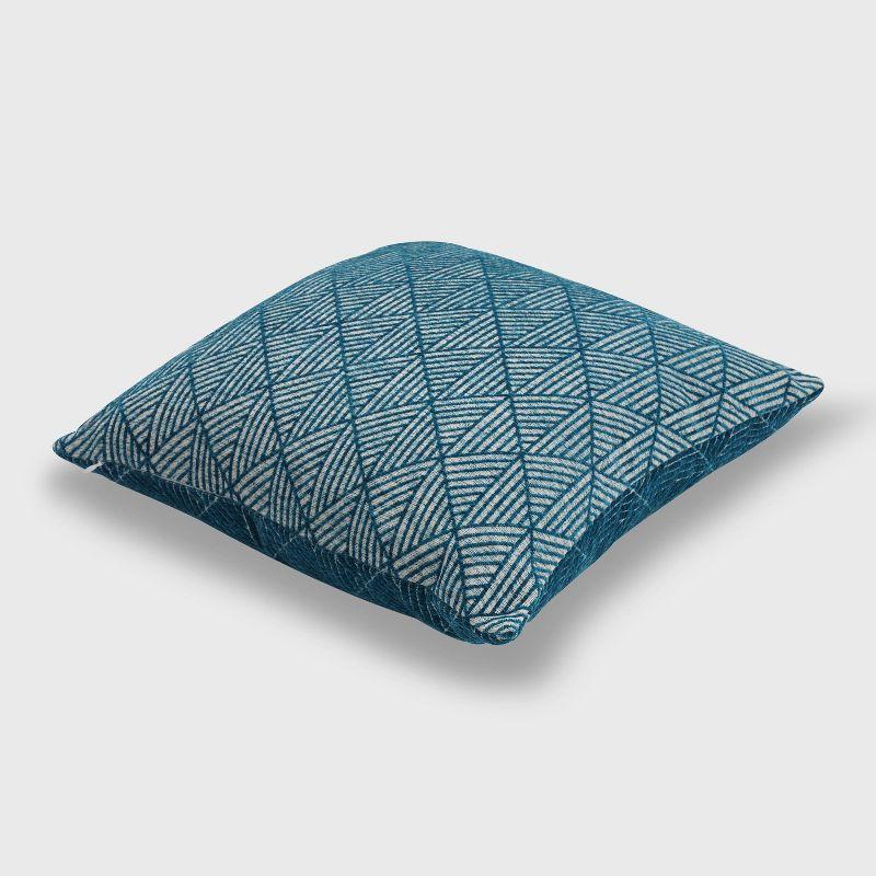 Teal Geometric Chenille Square Pillow 18" x 18"