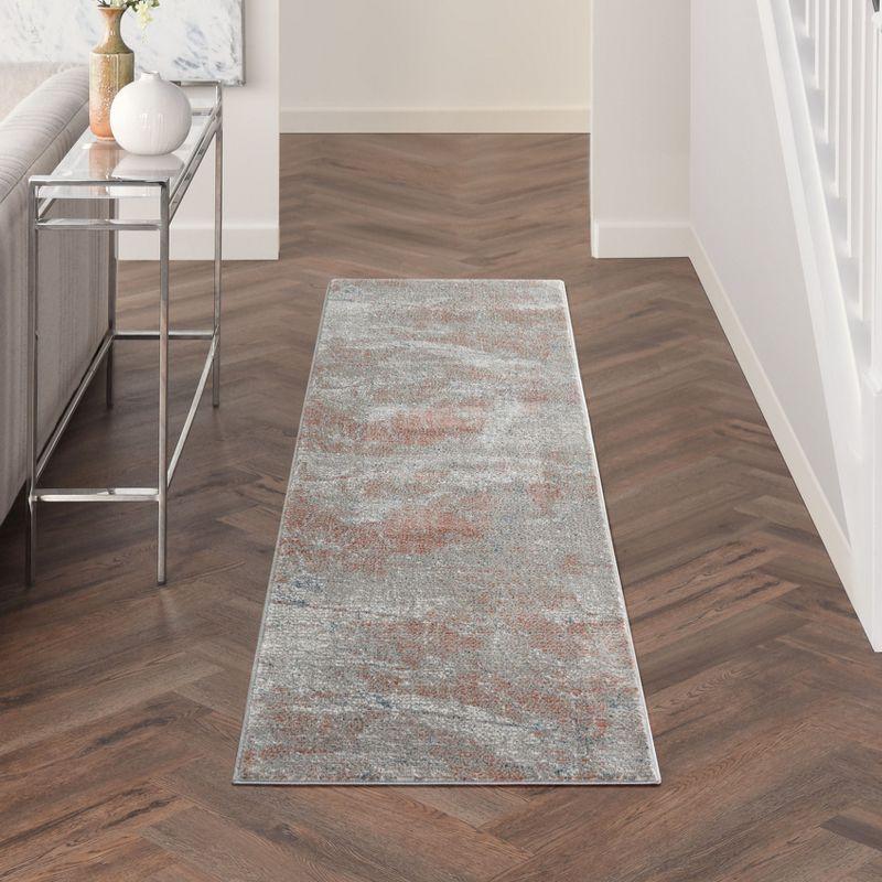 Nourison Rustic Textures Indoor Area Rug Light Grey/Rust 2'2" x 7'6"