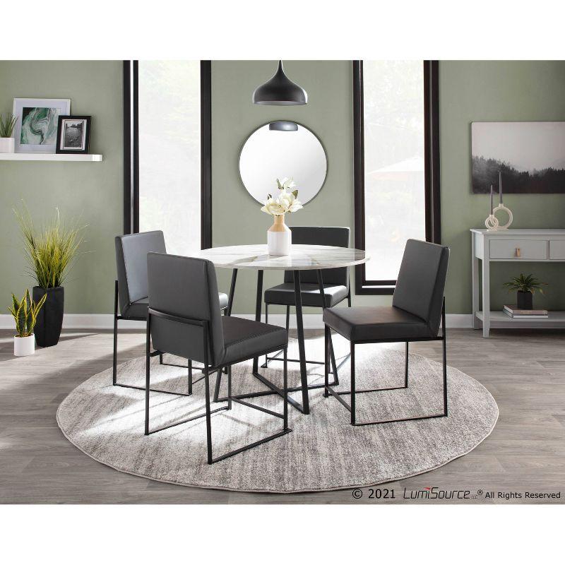 Set of 2 High Back Fuji Dining Chairs Leather/Steel Black/Gray - LumiSource: Upholstered, Modern, Armless