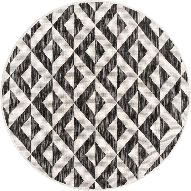 Jill Zarin 4' 0 x 4' 0 Round Indoor/Outdoor Charcoal Gray Area Rug