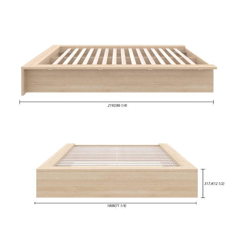 Nexera Queen James Platform Bed Natural Blonde: Engineered Oak Finish, Minimalist Design, No Box Spring Needed