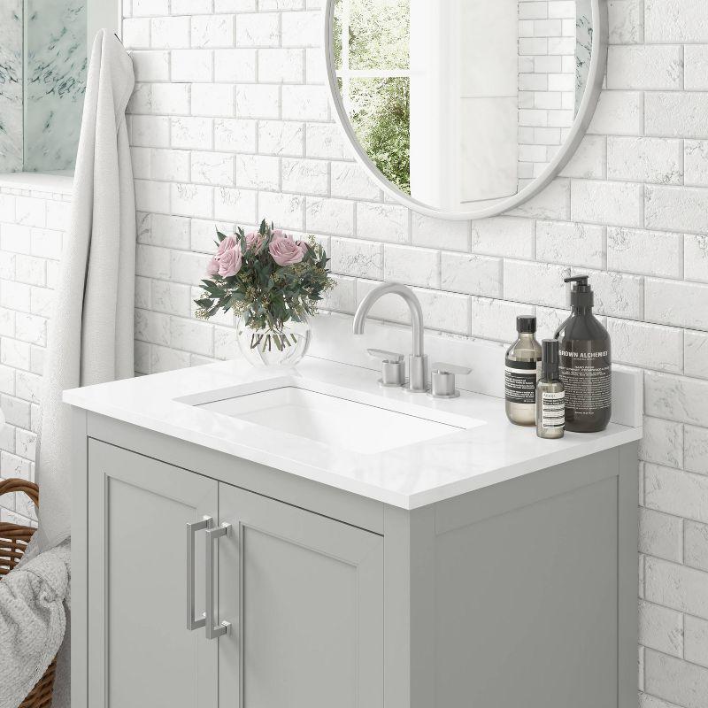 Taylor & Logan 30" Vivien Bathroom Vanity Gray: Carrara Marble Top, Ceramic Sink, Adjustable Shelf