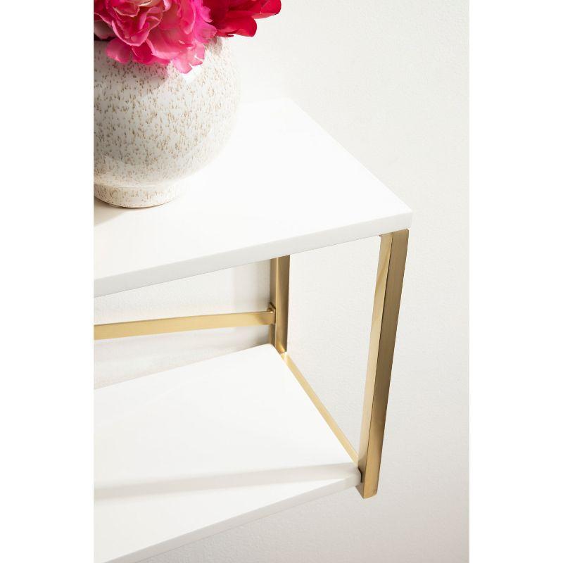 Kate & Laurel All Things Decor 36"x12"x8" Ascott 2-Tier Wall Shelf White - Modern Glam Decor, Keyhole Hangers