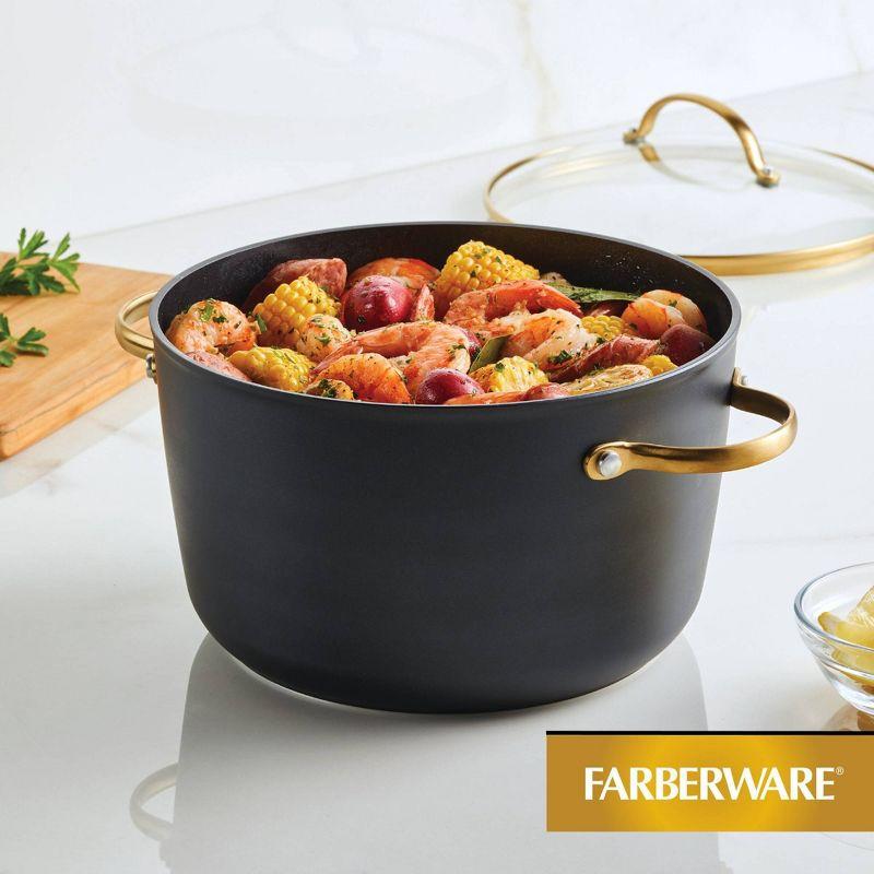 Farberware Forged Induction 6qt Ceramic Nonstick Covered Stock pot: Dishwasher-Safe, Tempered Glass Lid, Stainless Steel Handle