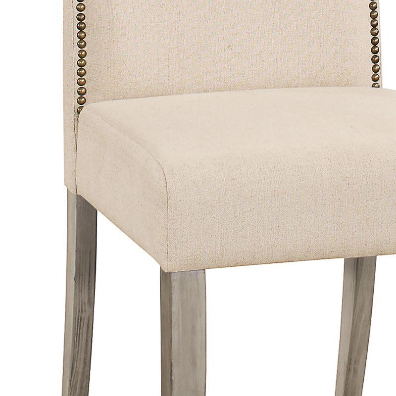 High Back Weathered Gray Linen Parsons Side Chair