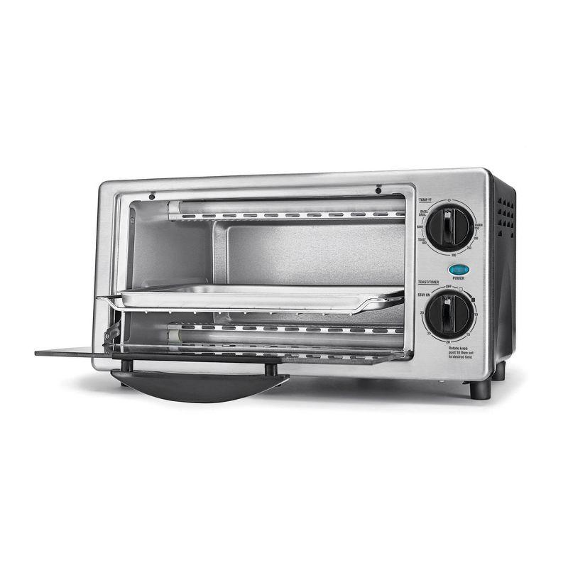 KitchenSmith by Bella Toaster Oven - Stainless Steel: Countertop Small Toaster, 4-Slice, Adjustable Browning, Auto Shut-Off