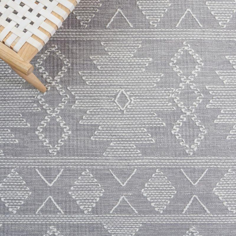 Ivory and Gray Handmade Wool Kilim Area Rug