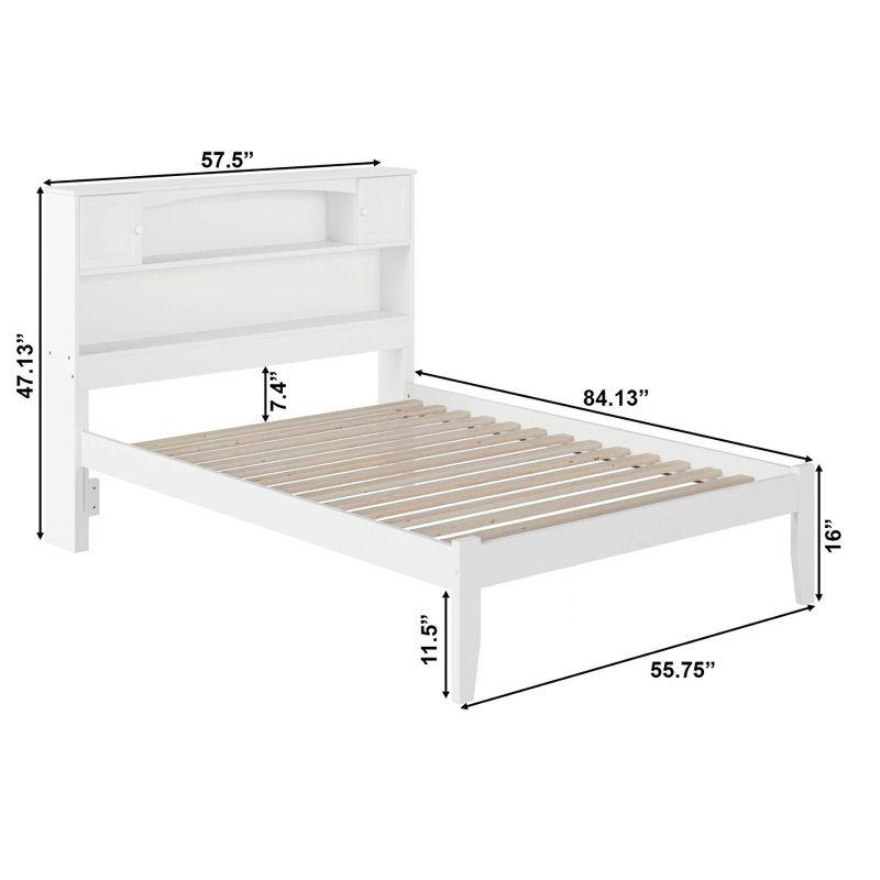 Newport Full Double Platform Bed with Bookcase Headboard and Storage Drawers in White