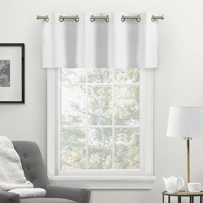 18"x54" Loha Light Filtering Window Valance Grommet White - Exclusive Home: Solid Polyester, Machine Washable