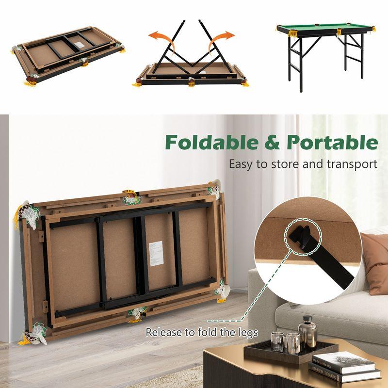 47'' Green Folding MDF Billiard Table with Accessories