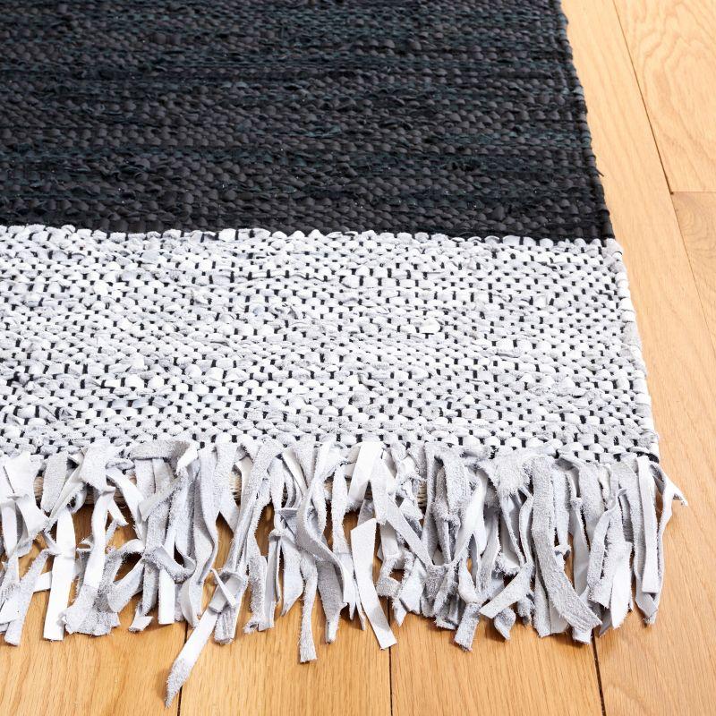 Vintage Leather VTL310 Hand Woven Indoor Accent Rug - Light Grey/Black - 3'x5' - Safavieh