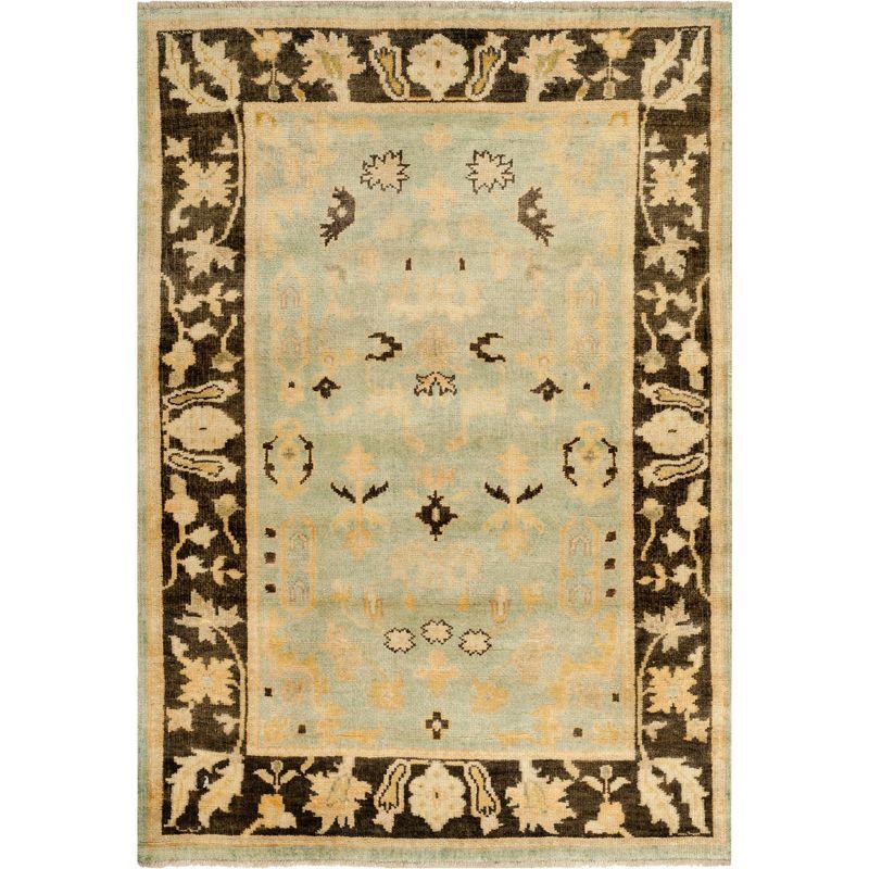 Oushak OSH112 Hand Knotted Area Rug - Light Blue/Brown - 4'x6' - Safavieh.