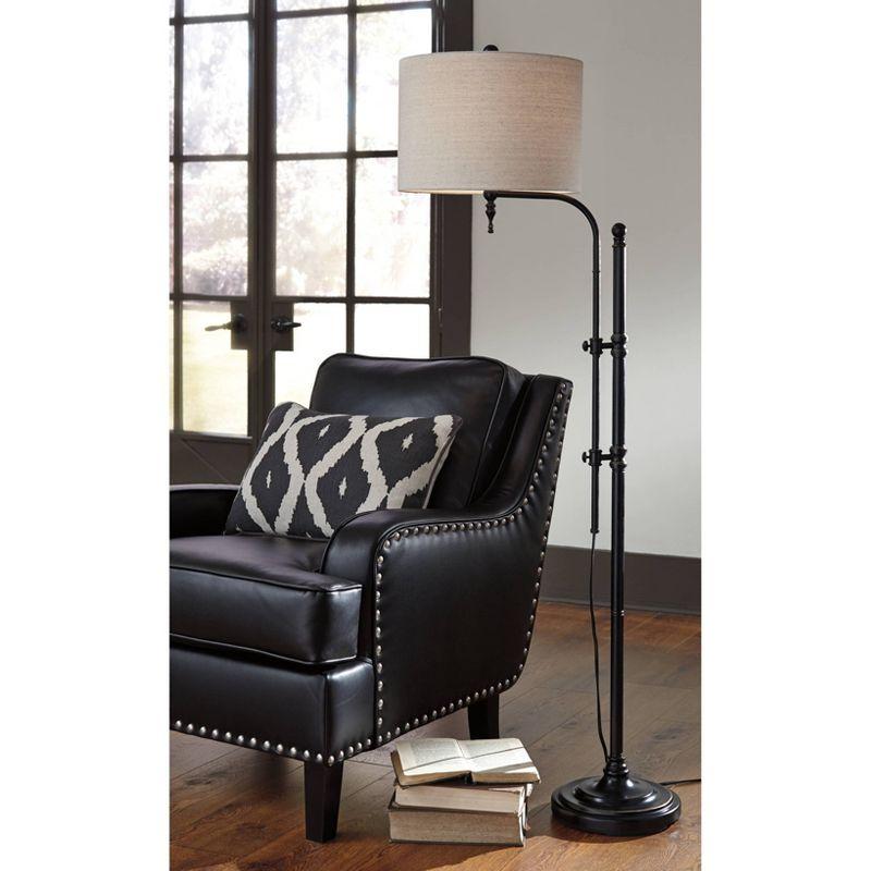 Contemporary Anemoon Adjustable Black Metal Floor Lamp with Drum Shade