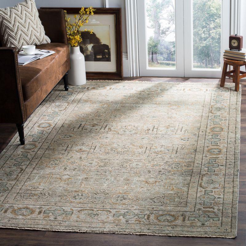 Izmir Blue and Brown Hand-Knotted Wool Area Rug 8' x 10'