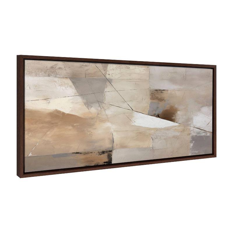 Contemporary Neutral Textured Abstract Framed Canvas Wall Art, 18x40