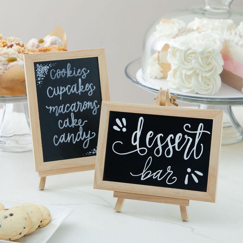 Juvale 6-Pack Mini Chalkboard Signs with Easel Stand for Table Decorations, Restaurant Food Display, Message Boards, Small Business, 7x7x4 in