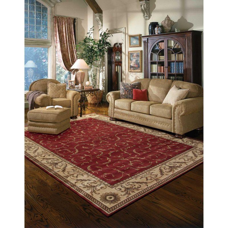 Elegant Crimson Cream Tufted Synthetic Area Rug 4' x 6'