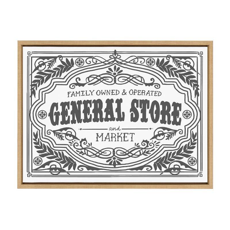 Kate & Laurel All Things Decor 18"x24" General Store Family BW Framed Canvas by Border Bloom Natural