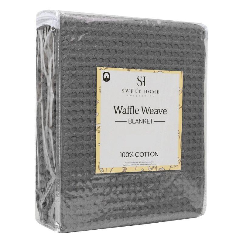 Full/Queen 100% Cotton Blanket, Grey, Luxurious Breathable Waffle Weave Design by Sweet Home Collection®