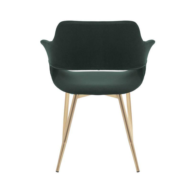 Gigi Velvet Metal Dining Room Chair Green - Armen Living: Gold Legs, Ergonomic Back, Set of 2