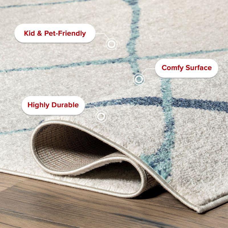 Nuloom 5x8 Thigpen Contemporary Indoor Area Rug, Light Blue, Abstract Lines, Non-Slip Backing, Stain Resistant, BedroomLiving Room, Kitchen,