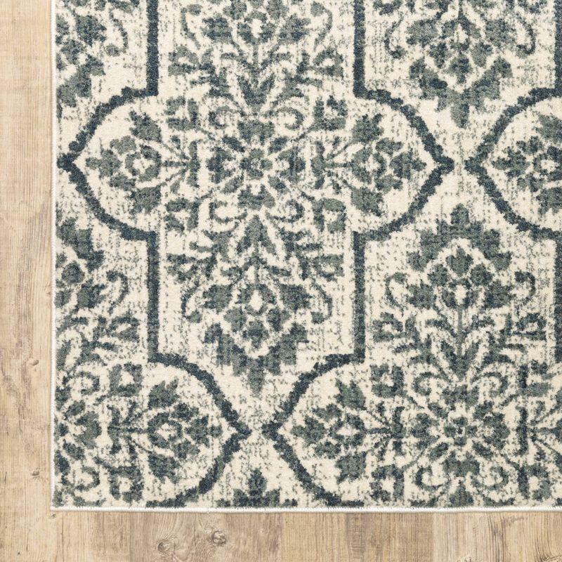 9'10"x12'10" Farrah Floral Trellis Area Rug Ivory/Blue - Captiv8e Designs: Bohemian, Low Pile, Fade & Stain-Resistant