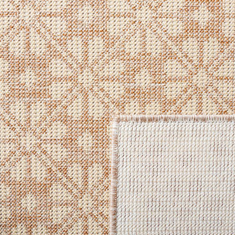 Natural Beige Hand-Knotted Square Synthetic Rug