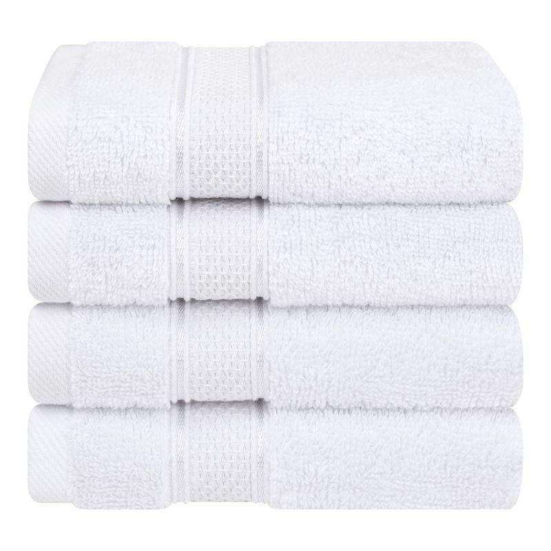 American Soft Linen Salem 4 Pack Washcloth Set, 100% Cotton Washcloth Hand Face Towels for Bathroom and Kitchen, White