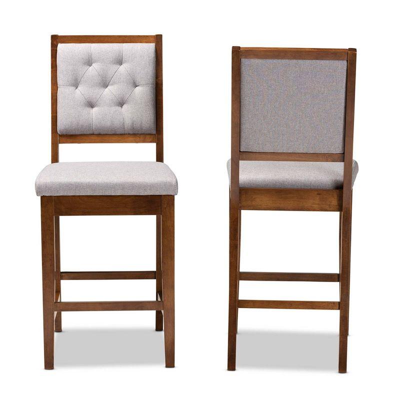 2pc Gideon Fabric Upholstered and Wood Counter Height Barstool Set - Baxton Studio