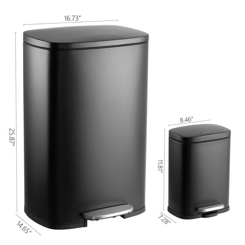 happimess Connor Rectangular 13-Gallon Trash Can with Soft-Close Lid and FREE Mini Trash Can