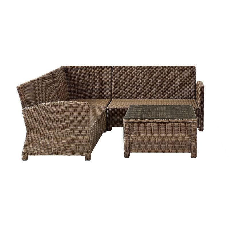 Weathered Brown 4-Piece Steel Outdoor Sectional Sofa Set