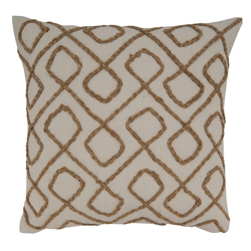 Cotton and Jute Embroidered Euro Throw Pillow Cover