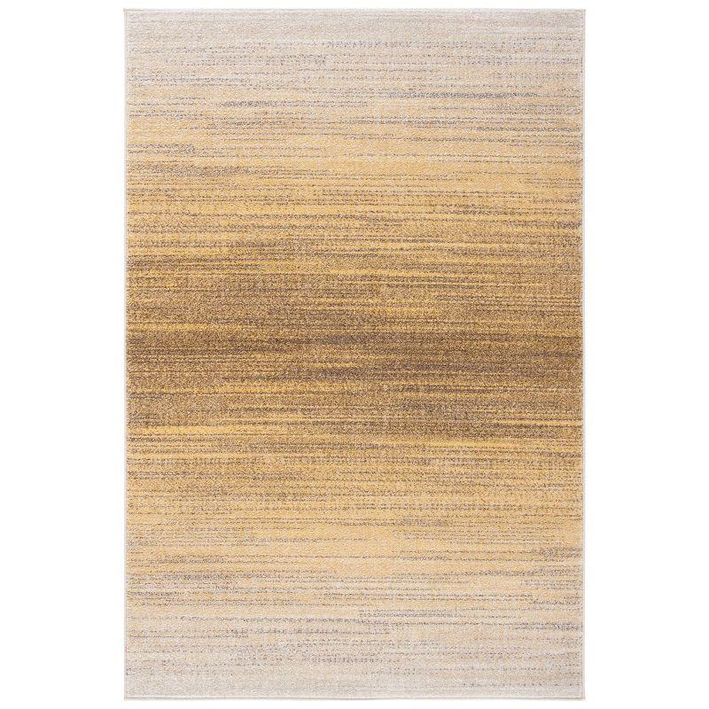 Gold and Ivory Hand-knotted Synthetic Area Rug