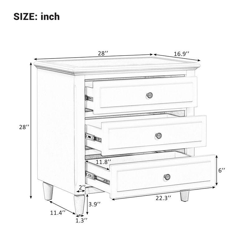 Blue Pine and MDF 3-Drawer Nightstand