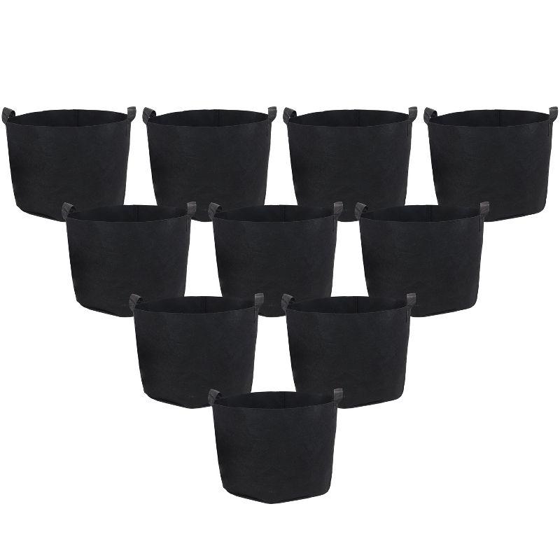 10-Pack Black Nonwoven Polypropylene Garden Grow Bags with Handles