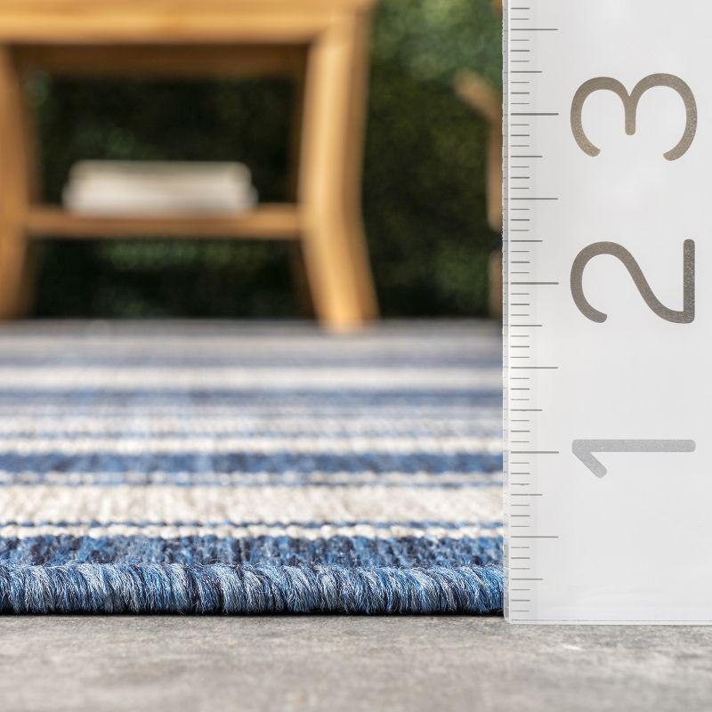 Coastal Charm Blue Stripe Synthetic Washable Area Rug - 62"x24"